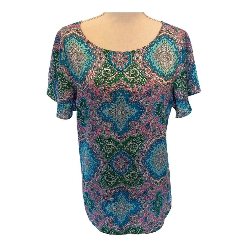 Talbots silky top with paisley print